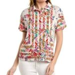 Johnny Was  Size Large  Top Blouse Button Down Collared Floral Abstract Boho Photo 0