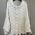 Andree by Unit  Cream Textured Knit Sweater White Oversized Batwing Cozy 2X Photo 0