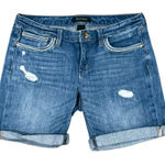 White House | Black Market Girlfriend Denim Shorts Distressed Cuffed Blue Size 2 Photo 0