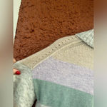 Gap Gray Purple Multi Stripe Knit Rib Neck Turtleneck Sweater Womens Medium Photo 3