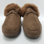 Moccasin Booties Womens Cognac Brown Bow Slip On Faux Fur Trim 8.5 New Photo 5