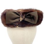 Vintage 1950s Anne’s San Carlos Mink Fur Pillbox Hat Brown Bow Detail Classic Photo 9
