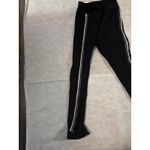 Betsey Johnson Black Performance Ruffled Hem Racetrack Stripe Capri Leggings S Photo 4