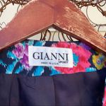 Vintage Gianni multi color over black floral silk single button blazer Pink Size M Photo 5