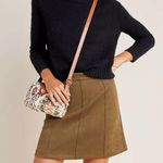 Maeve Anthropologie  Olive Green Jenny Seamed Faux Suede Mini Skirt size 4 $90 Photo 0