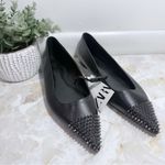 ZARA NWT Black Pointed Toe Leather Flats With Spikes 1507 Size 7 1/2 (38) Photo 1