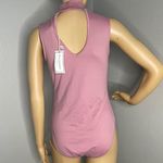 No Comment NWT  Rose Pink Sleeveless Halter Bodysuit Snap Bottom Size Medium Photo 5