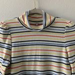Free People Womens Size Small Multicolor Stripe Ribbed Mock Neck L/S Top Blouse Photo 1