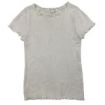 Honey Punch  - Ribbed Pointelle Knit Short Sleeve Top in Ivory Photo 0