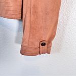 Odyn Tan Faux Suede Leather Bomber Jacket Fall Women’s L Bikercore Moto Classic Size L Photo 7