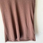 Sylvie & Mado Tank Top Y2k Small Brown Tuscan‎ Rhinestone Ribbed Going Out Photo 2