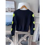 Brodie Cashmere Cashmere Pixel Heart Sleeve Crew Neck Jumper – Black/Yellow Size Black Photo 5
