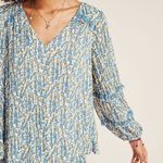 Anthropologie Maeve Avery Pleated Botanical Peasant Blouse Size XS Photo 4