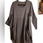 Gauze Brown front pockets Women's dress 100% Cotton Tan Size undefined Photo 0