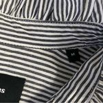 The Kooples  Women’s Medium Ruffle Stripe Button Down Long Sleeve Pinstripe Shirt Photo 3