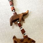 Vintage Hand Carved Wood African animal Safari Necklace Wood and Black and White Brown Photo 5