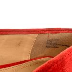 Liz Claiborne 8 Vibrant Red Faux Suede Ballet Flats Bow Detail Square Toe Design Photo 6