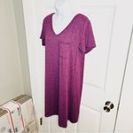 Yelete  Criss Cross Back TShirt Dress Swing Athletic VNeck Purple S Photo 4