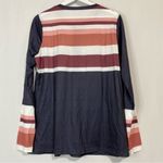 Women’s Long Sleeve Button Down Striped Henley Tee Blue & White Size Large NWOT Photo 4