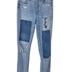 American Eagle Woman's Sz 6 Vintage Hi- Rise Slim Patchwork Button Fly Jeans Photo 0