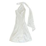 BHLDN  Anthro Nicoletta One Shoulder Removable Scarf White Ivory Satin Midi Dress Photo 14