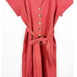 Madewell  Linen-Cotton Pleat-Sleeve Jumpsuit Size 14P Rust Short Sleeve Cropped Photo 8