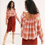 We The Free Free People Plaid Ruffle Top Long Sleeve Size L NWT $118.00 Photo 14