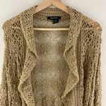 Karen Kane Vintage 90’s Beige Tan Shimmer Bell Sleeve Crochet Duster Cardigan Photo 3