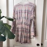 l*space L* Boho Bell Sleeve Romper Purple Pink Beige Medium Photo 9