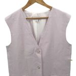 Top Shop Womens Button Front Linen Blend V Neck Oversized Vest Pink Lilac 6 NWT Photo 3
