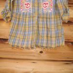 Andree by Unit Plaid Embroidered Flannel Shirt Top Photo 3