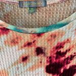 Good Luck Gem XL Top Peplum Tie Dye Waffle Knit Boho Artsy Long Sleeve White Photo 4