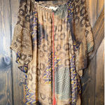 Black Bead  Abstract Print Tunic Top Off The Shoulder Photo 0