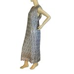 VINTAGE CIRCA 1990'S METALLIC SILVER DOUBLE LAYER SPARKLING COCKTAIL DRESS (L) Size L Photo 3