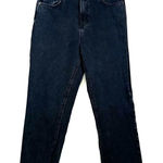 ZARA  Acid-Wash black denim high-waist straight leg raw hem jeans  Size 8 US‎ Photo 0