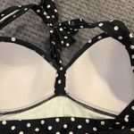 Merona Black Polka Dots Retro Halter Vintage Sweetheart Swimsuit Large GUC #0542 Photo 4