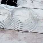 Extra Large Silver Tone Multi Circle Dangle Earrings for Pierced Ears Photo 2