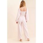 Sister Jane UO Women’s Theatre Bow Balloon Sleeve Jumpsuit Pink Rose Quartz Sz M Size M Photo 6