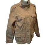 L.L.Bean Women’s Military Style Utility Cargo Jacket Sz M-Reg Beige Pockets Photo 2