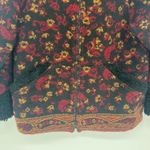 IVY Tapestry Full Zip Jacket Black Red Paisley Pockets Mock Neck Size Medium Photo 4