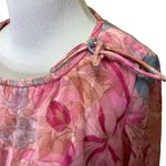 Lady Mendel Knits of Distinction Floral Shear Overlay Caftan Mumu Pink Size L Photo 3