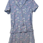 Roller Rabbit  100% Cotton Blue Pink Elephant Print Pajama Set Size Medium Photo 0