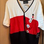 Sag Harbor  Women's Red, Black, and White short sleeve Cardigan xl NWT Photo 0