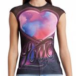 AFRM Nina Watercolor Love Leopard Print Black Mesh T Photo 0