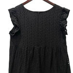 Womens Black Eyelet Sleeveless Ruffle Dress Size Medium V Photo 7