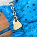 Rare Vintage BRIO! Blue Perforated Genuine Leather Barrel Shoulder Crossbody Bag Photo 10