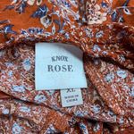 Knox Rose  Top Womens XL Burnt Orange Floral Print Open Front‎ Kimono Boho Blouse Photo 3
