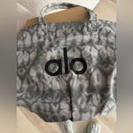 Alo Yoga  Shopper Gray Tie Dye Cotton Canvas Tote Bag logo  oversized Photo 1