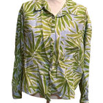Sigrid Olsen  Tropical Print Long Sleeve Button Up Linen Blouse‎ Size Large Photo 0