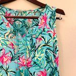 Stella Parker Collection Tropical Floral V Neck Tassel Sleeveless Ruffle Dress L Blue Size L Photo 10